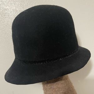 Sparkle black bucket felt hat